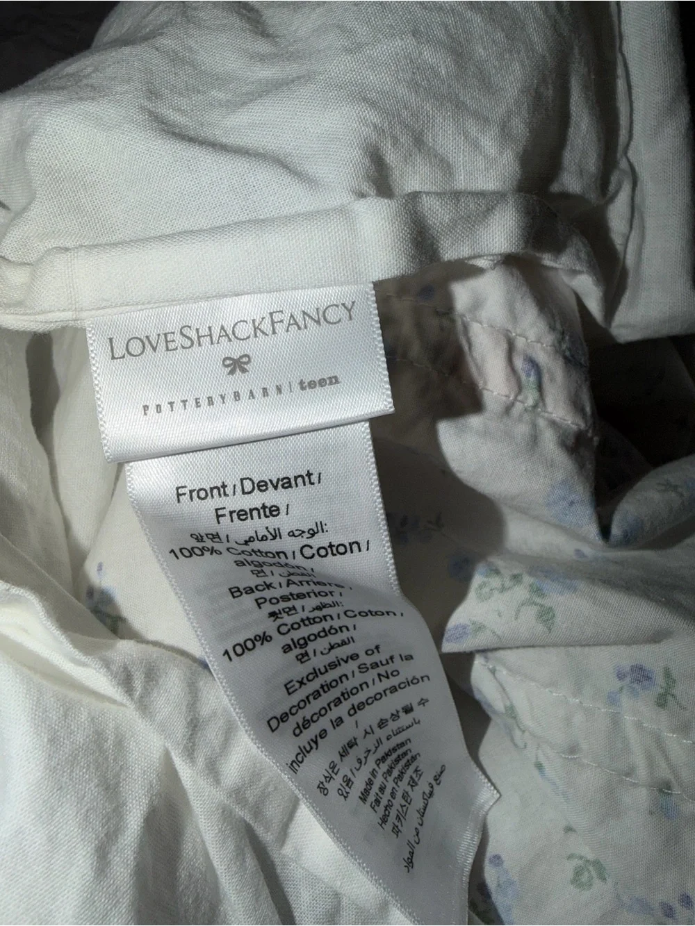 Love Shack Fancy x Pottery Barn Teen Floral Ruffle Pillowcase in Pastel Colors